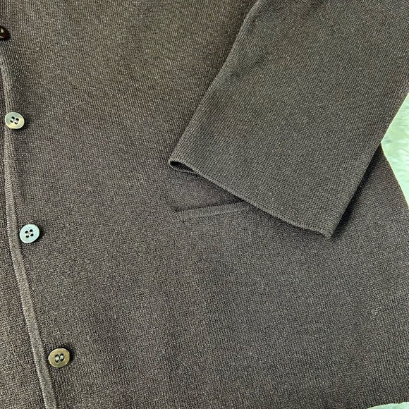 EILEEN FISHER WOMENS BROWN BUTTON FRONT CARDIGAN SWEATER L - Picture 4 of 14